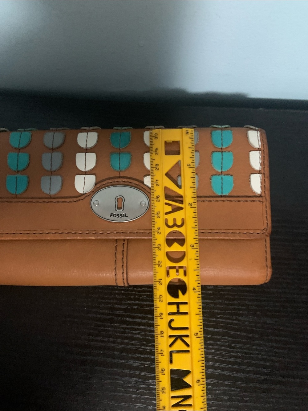 Teal Fossil Leather Tote Bag and Wallet - Picture 8 of 16